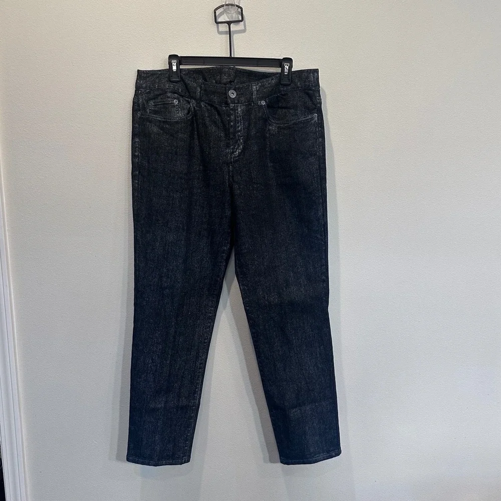 Skye's the Limit‎ Women's Black Shiny Denim Jeans Sz 14 Cowgirl Straight Leg